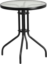 Flash Furniture Bellamy 23.75" Round Indoor/Outdoor Tempered Glass Metal Frame Side Table - Photo 1
