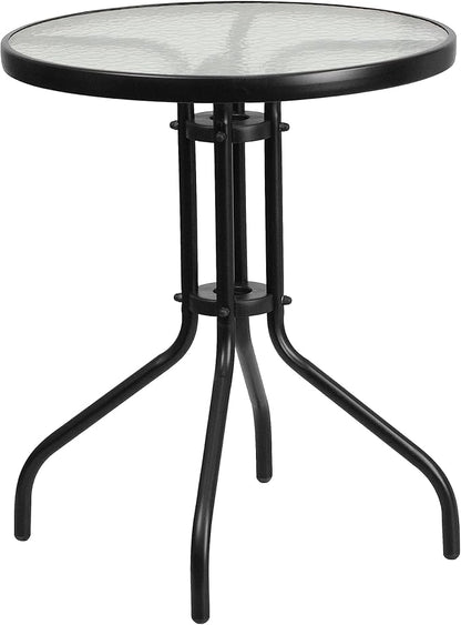 Flash Furniture Bellamy 23.75" Round Indoor/Outdoor Tempered Glass Metal Frame Side Table
