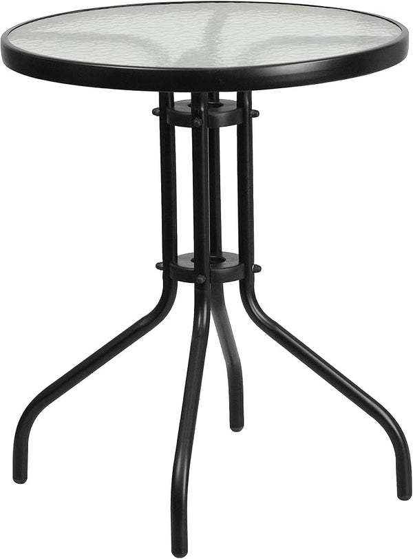 Flash Furniture Bellamy 23.75" Round Indoor/Outdoor Tempered Glass Metal Frame Side Table - Photo 1