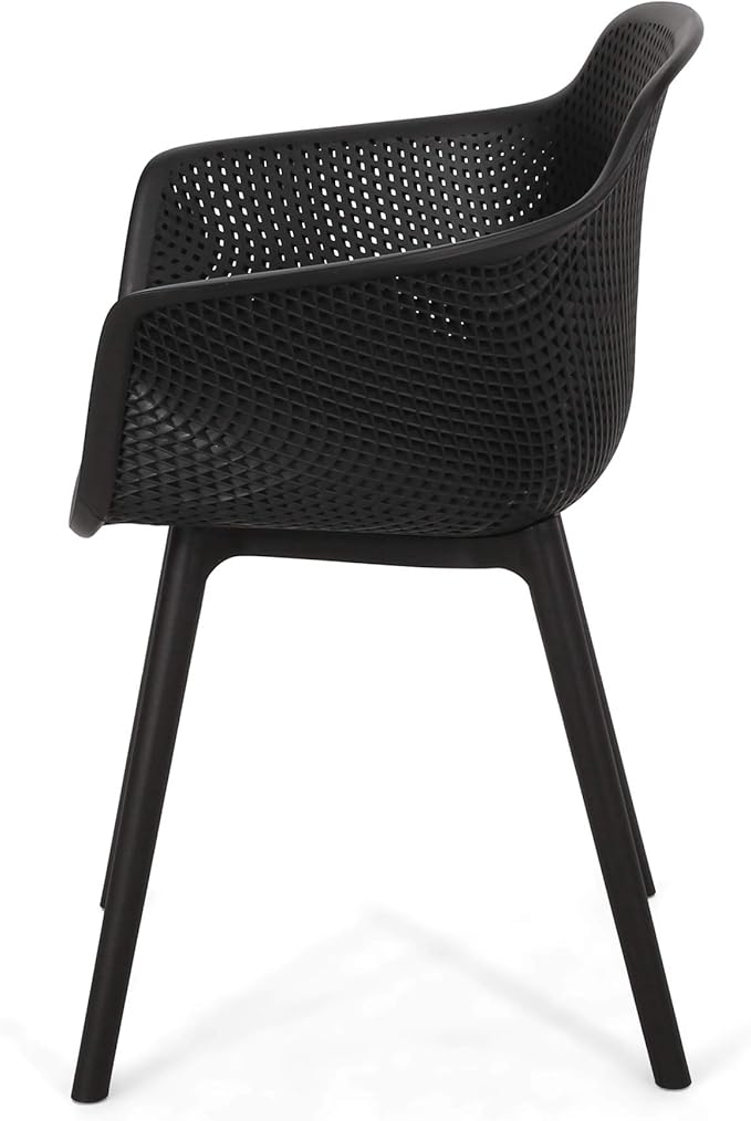 Christopher Knight Home Davina Outdoor Dining Chair (Set of 2), Polypropylene, Black