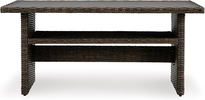 Signature Design by Ashley Brook Ranch Casual Outdoor Multi-use Table with 1 Fixed Shelf, Dark Brown & Gray - Photo 7