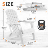 FUNBERRY Folding Adirondack Chair Set of 4, All Weather HDPE Fire Pit Chairs with Cup Holder for Outdoor - Photo 3
