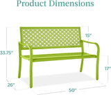 Best Choice Products Outdoor Bench 2-Person Metal Steel Benches Furniture for Garden, Patio, Porch - Photo 2