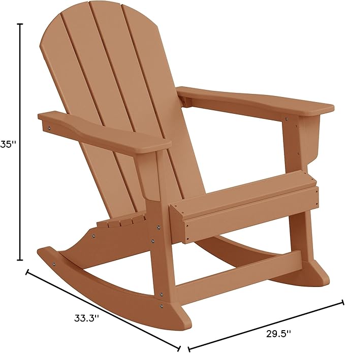 WO WESTIN OUTDOOR HDPE Laguna Outdoor Rocking Poly Adirondack Chair, Teak