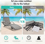 80'' Outdoor Wicker Chaise Lounge Chairs Set of 6, Patio Rattan Reclining Chair with Pull-Out Side Table - Photo 7