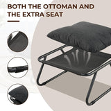 Grand patio Outdoor Lounge Chair with Ottoman, Comfy Sling Recliner Chair with Puffy Cushion and Foot Stool - Photo 6
