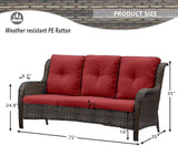HUMMUH 6 Pieces Patio Furniture Set Wicker Patio Chairs Set of 2 with Sofa Ottomans Side Table Outdoor Furniture - Photo 2