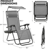 MoNiBloom Zero Gravity Chair with Canopy Shade, Patio Anti Gravity Recliner - Photo 3