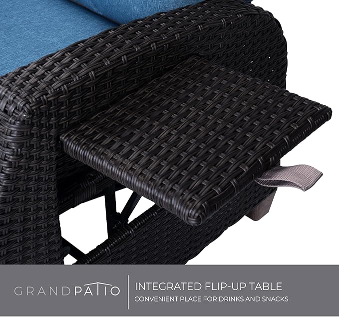 Grand patio Outdoor Reclining Chairs with Extended Footrest 2-Piece Adjustable Patio Wicker Lounge Recliner up to 150° - Photo 4