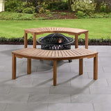 Patio Wise Acacia Wood Outdoor Curved Bench for Fire Pit Seating – 6-Foot Backless Round Bench for Patio, Porch, Park - Photo 2