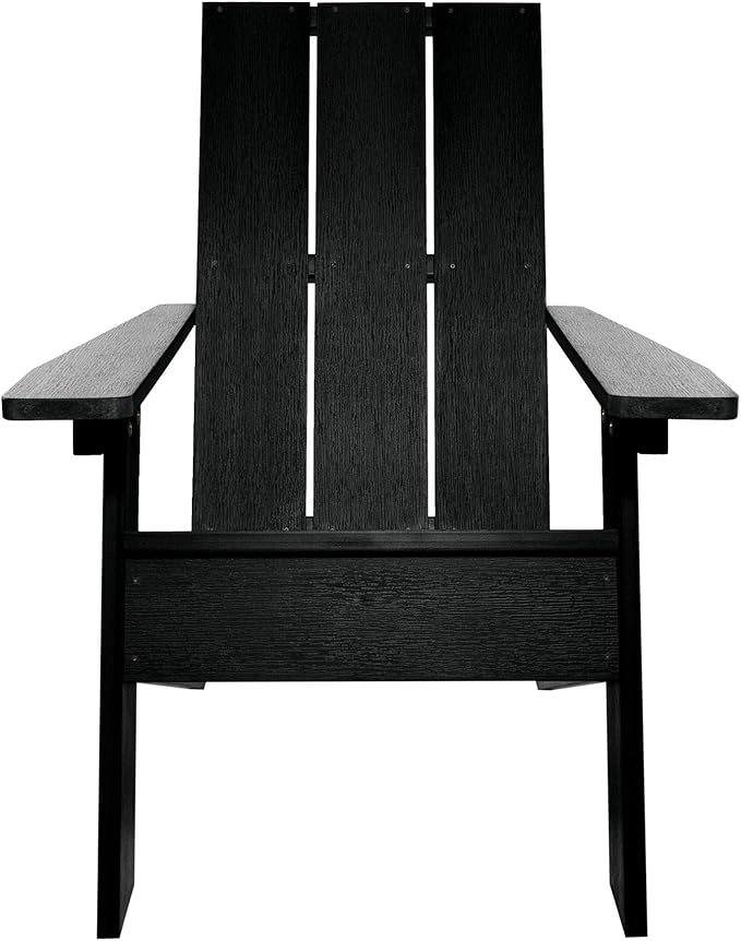 Highwood Italica Modern Adirondack Chair, Ottoman, and Side Table, 3-Piece Set, Black