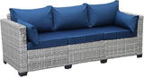 Rattaner Outdoor Furniture Outdoor Couch Grey Wicker Patio Furniture 3-seat Sofa Deep Seat Hight Backrest with - Photo 1