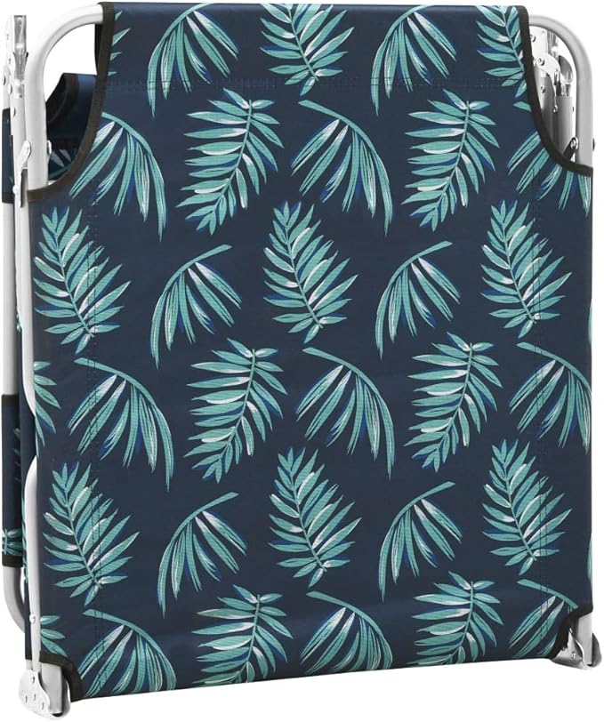 Folding Sun Lounger Green Steel Frame Polyester 74 x 23 x 11 in Adjustable Reclining Backrest Leaf Print Lightweight - Photo 7