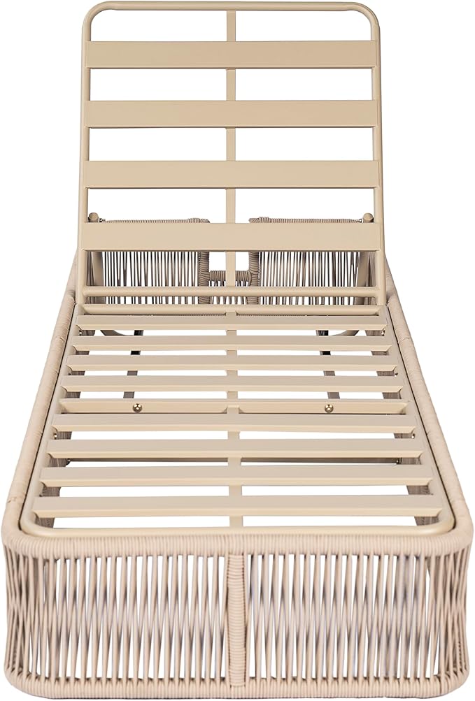 Christopher Knight Home Kaisa Patio Chaise Lounge Chair Outdoor, Metal Poolside Sun Lounger with Cross-Weave Rope Accent - Photo 6