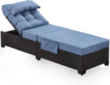 Outdoor Chaise Lounge Chair, Patio Rattan Adjustable Recliner with 5-Inch Thick Cushion - Photo 1