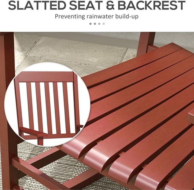 2Pcs Wooden Rocking Chairs, Wood Classic Slatted Patio Porch Rockers for Porches, Backyards, Poolside Balconies, Decks(Red)