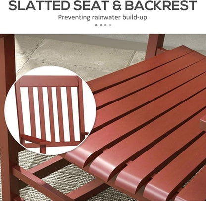 2Pcs Wooden Rocking Chairs, Wood Classic Slatted Patio Porch Rockers for Porches, Backyards, Poolside Balconies, Decks(Red)