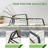 Devoko Patio Chaise Lounges Sets Outdoor Lounge Chairs with Adjustable Backrest & Sturdy Glass Top Coffee Table - Photo 4