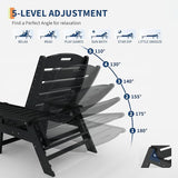 HDPE 5-Position Outdoor Chaise Lounge Chair with Cup Holder, Resin Pool Lounge Chair for Outside - Photo 4
