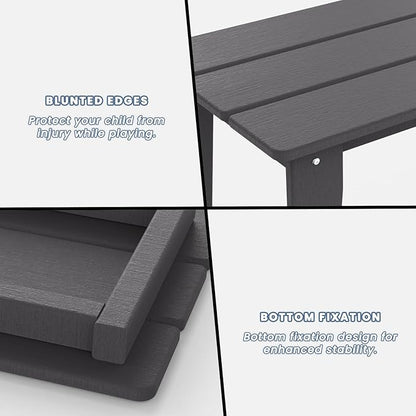 Wood Texture Outdoor Coffee Table, 35" x 18.2" Poly Lumber Patio Coffee Table, All Weather Adirondack Outdoor Table for Balcony, Garden, Indoor or Outdoor, Slate Gray Slate Gray