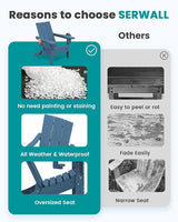SERWALL Modern Folding Adirondack Chair, All Weather Resistant Outdoor Adirondack Chair with Dual Cup Holders - Photo 8