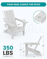 SERWALL Modern Folding Adirondack Chair with Cup Holders, All Weather Resistant Outdoor Adirondack Chair - Photo 3