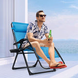 Goplus Oversized Zero Gravity Chair, XL-Extended Version, Outdoor Recliner w/Cup Holder & Detachable Headrest - Photo 2