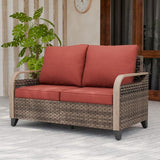 EAGLE PEAK Wicker Outdoor Patio Sofa Modern Rattan Patio Furniture Loveseat for Backyard Deck Porch Balcony - Photo 5