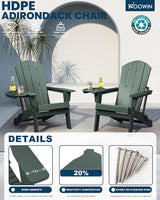FOOWIN Folding Adirondack Chair Set of 8, HDPE Adirondack Chairs with Cup Holder - Photo 3