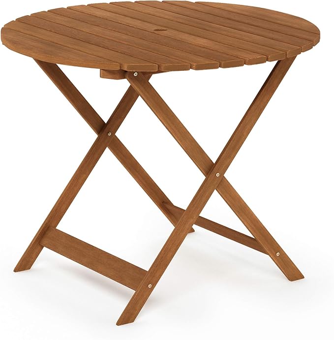 Furinno FG19018F Tioman Outdoor Hardwood Nation Round Dining Table, Natural