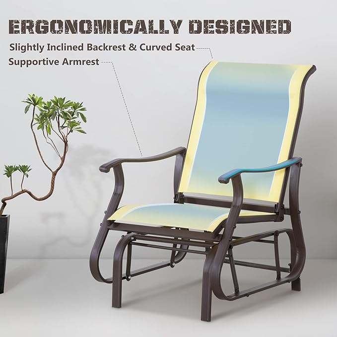 Outsunny Outdoor Glider Chair, Gliders for Outside Patio with Steel Frame and Mesh Fabric for Backyard, Garden - Photo 6
