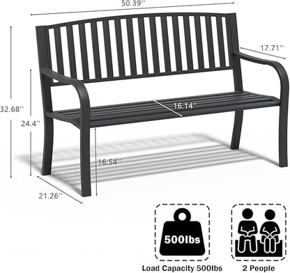 SHGJ&SOFT Outdoor Bench, Garden Bench, Cast Iron Metal Frame Patio Park Bench,for Porch, Lawn,Garden,Yard (BK08-2PACK)