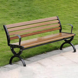 LITFAD Outdoor Bench Modern Park Bench with Corrosion Resistant Metal Frame, Light Brown Wooden Seating with Backrest - Photo 3