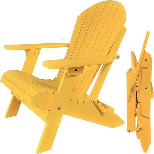 DuraWeather Poly® Classic King Size Folding Adirondack Chair (Lemon Yellow)