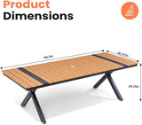 Pellebant 94" Outdoor Dining Table for 8-10, 8ft Aluminum Patio Table with Umbrella Hole - Photo 2