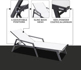 LeisureMod Marlin Patio Chaise Lounge Chair, Adjustable Outdoor Black Aluminum Lounge with Breathable Mesh Sling Back - Photo 4