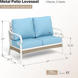 Metal Patio Furniture Loveseat Sofa with 5.75" Extra Thick Waterproof Cushion - Photo 2