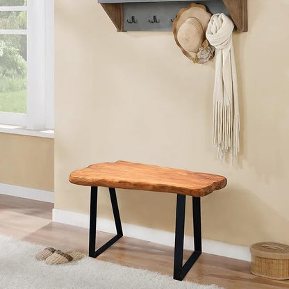 Cedar Root Entryway Bench 28" x 12" x 16"H Rustic Solid Wood Live Edge Natural Accent Coffee Side Table for Living Room Bedroom Outdoor Vintage Garden Foot Stool