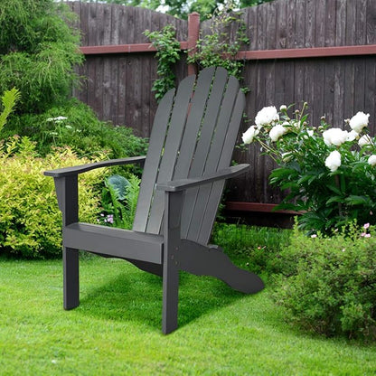 Giantex Adirondack Chair Set of 4 Acacia Wood Outdoor Chairs with 350 lbs Weight Capacity, Lounge Chair Armchair for Yard, Patio, Garden, Poolside, Balcony, Deck Fire Pit Chairs, Gray