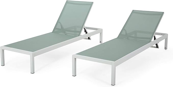 Christopher Knight Home Vicky Coral Outdoor Chaise Lounges (Set of 2), Blue and White
