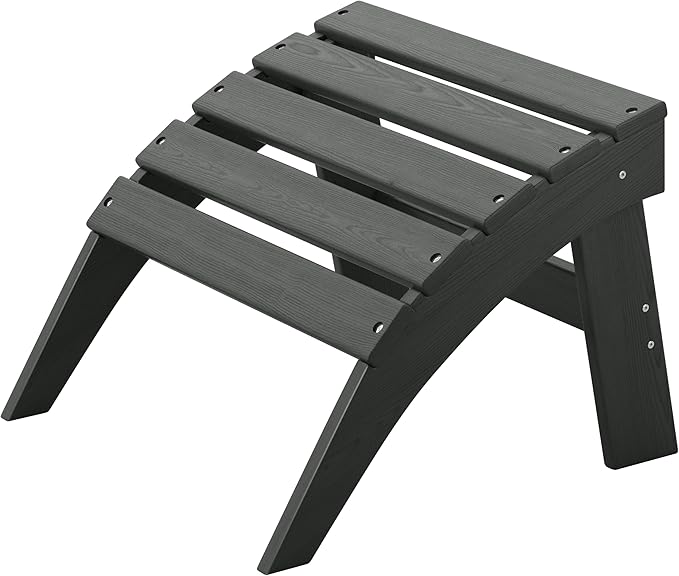 Adirondack Ottoman, HDPE Plastic Outdoor Foot Rest Stool for Patio Chair Backyard Porch Pool Deck Garden, All Weather Resistant Lightweight Portable Comfort(Gray)