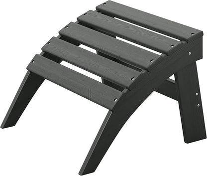 Adirondack Ottoman, HDPE Plastic Outdoor Foot Rest Stool for Patio Chair Backyard Porch Pool Deck Garden, All Weather Resistant Lightweight Portable Comfort(Gray)