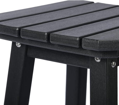 Costaelm 24" Height Outdoor Bar Stools, All-Weather Bar Stools, Adirondack Poly Patio Square Bar Stool for Patio, Deck, Kitchen Counter and Garden, Black