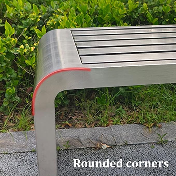 Metal Garden Benches for Outdoors Weatherproof 304 Stainless Steel Metal Outdoor Bench Backless Park Benches for Front Porch Patio Garden Commercial Entryway Ready to Use(150x40x45cm)