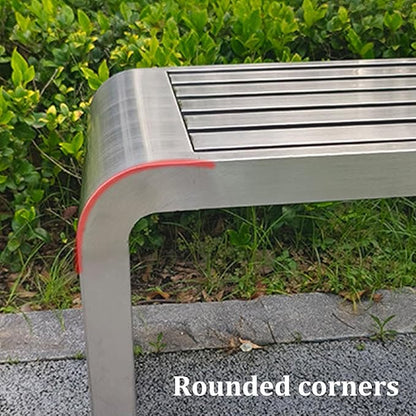 Metal Garden Benches for Outdoors Weatherproof 304 Stainless Steel Metal Outdoor Bench Backless Park Benches for Front Porch Patio Garden Commercial Entryway Ready to Use(100x40x45cm)