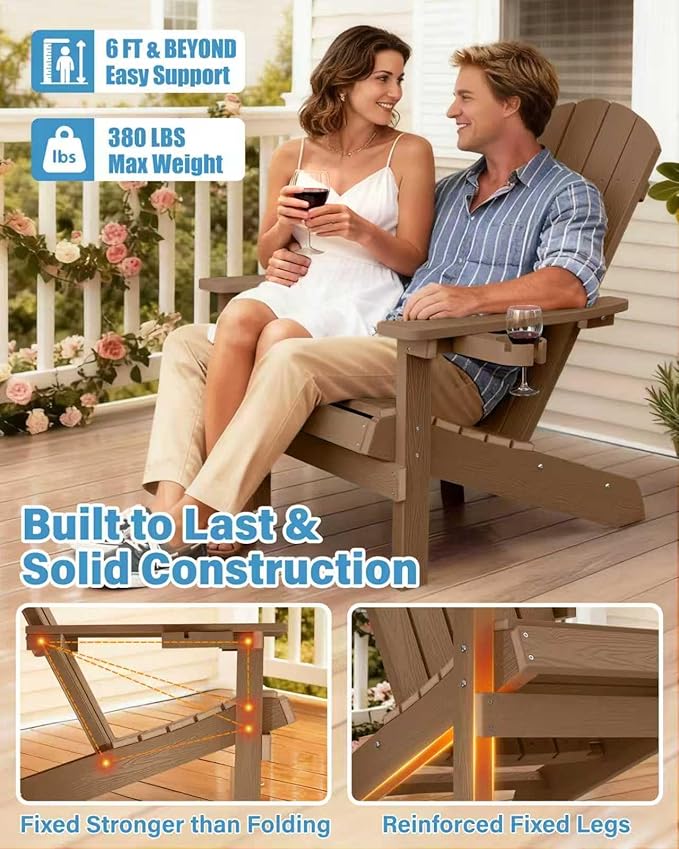 YEFU Adirondack Chair Weather Resistant: Outdoor Chair HIPS Plastic Adirondack Chairs - Patio Chairs with Cup Holder & - Photo 6