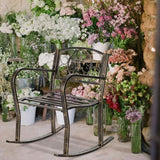 Outdoor Patio Rocking Chair, Rocking Chairs Adult Patio Carved Vintage Outdoor Indoor - Photo 4