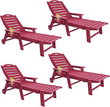 Chaise Lounge Chair Outdoor with Wheels Set of 4, Adjustable 5-Position Chaise Lounge Outdoor with Wood Texture - Photo 1