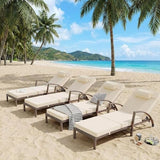 Outdoor Chaise Lounge Set of 2, 5-Position Adjustable PE Wicker Reclining Chairs with Wheels & 3.5" Cushions - Photo 4