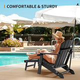 VINGLI Back-Adjustable Plastic Folding Adirondack Chairs with Retractable Footrest & 2-in-1 Cup Holders - Photo 6